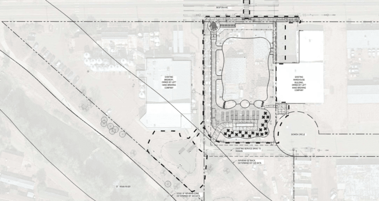 Site plan for Left Hand Brewing Company beer garden expansion in Longmont, CO