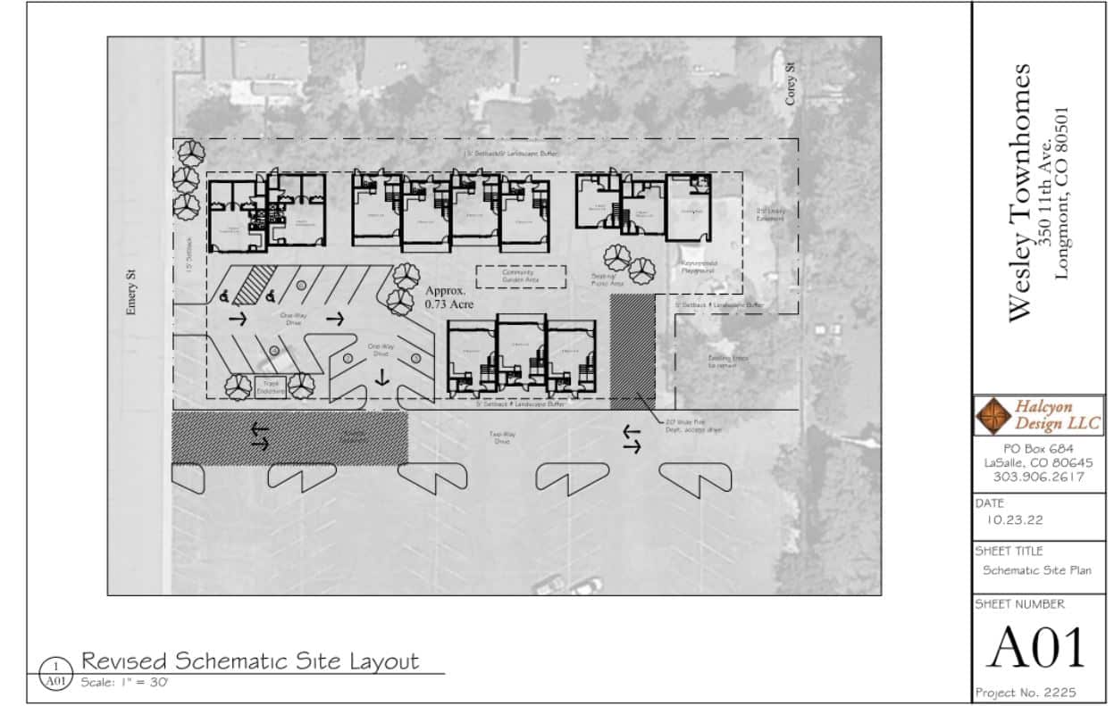 Map showing location of Wesley Townhomes.