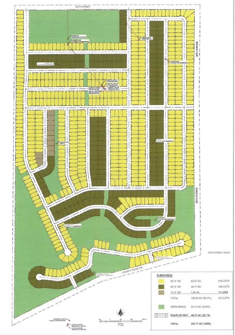 Subdivision plan for Flack Farm in Millken