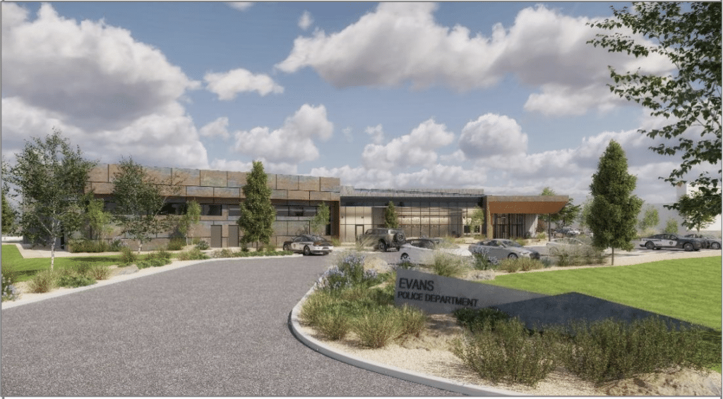 Artist rendering of the new Evans Police Department