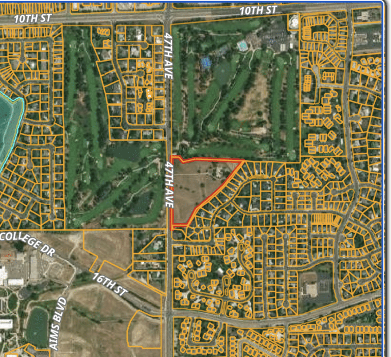 vicinity map for planned assisted living center at 1318 47th Avenue in Greeley.