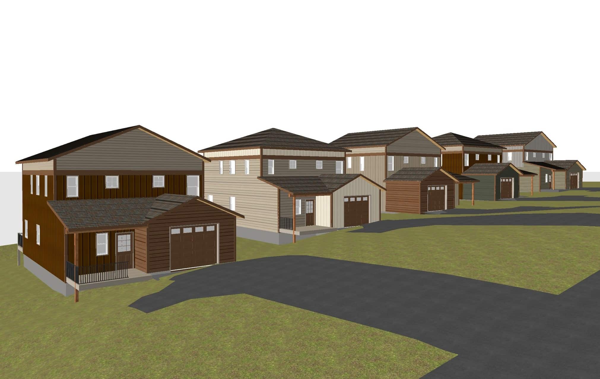 An artist’s rendering depicts the five-home Raven Community in Estes Park.