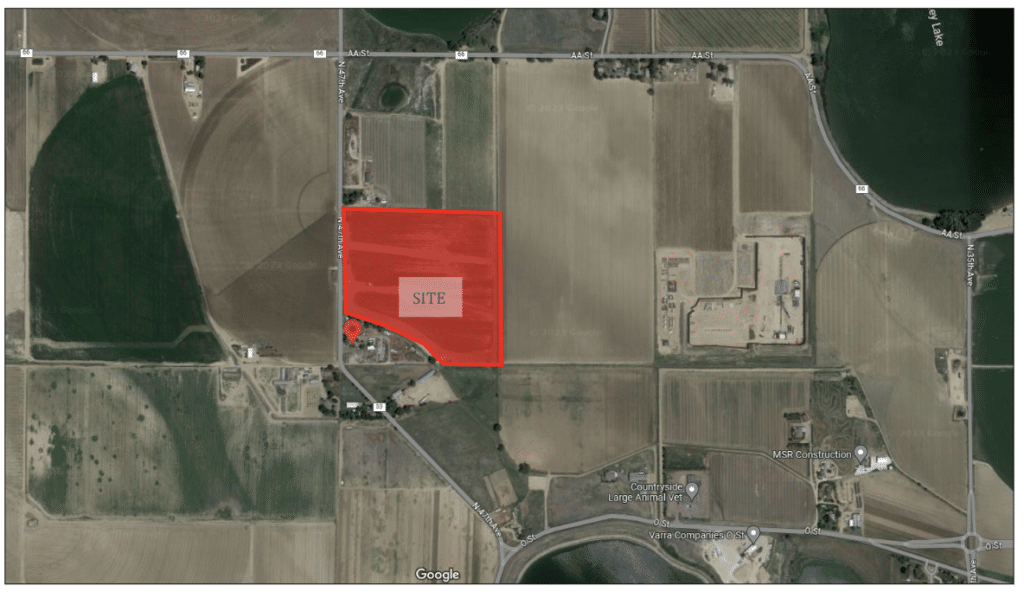 the location of Tucker Estates subdivision in north Greeley
