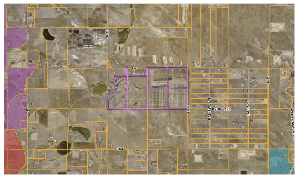 Map showing proposed 300-acre industrial site.
