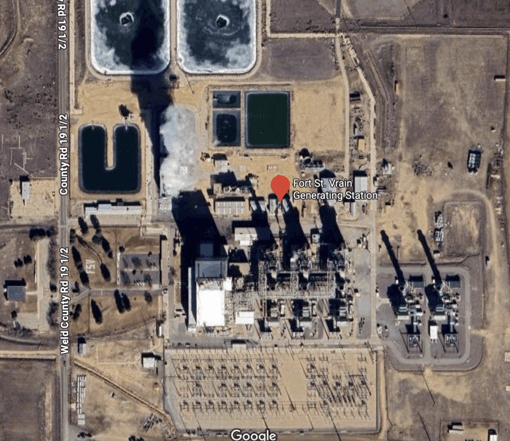 Overhread map of Fort St. Vrain Power generation facility
