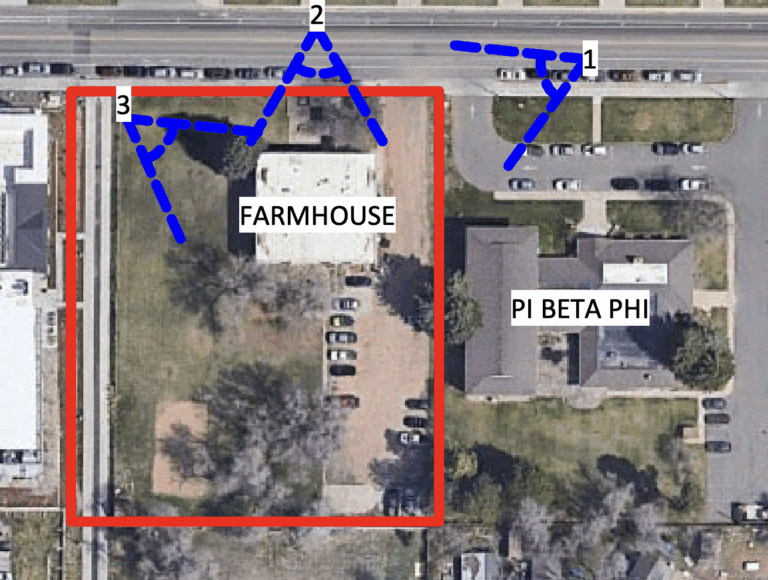 overhead view of FarmHouse fraternity