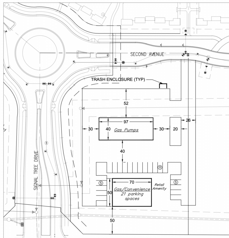 site plan for Timnath Lakes gas station / convenience store