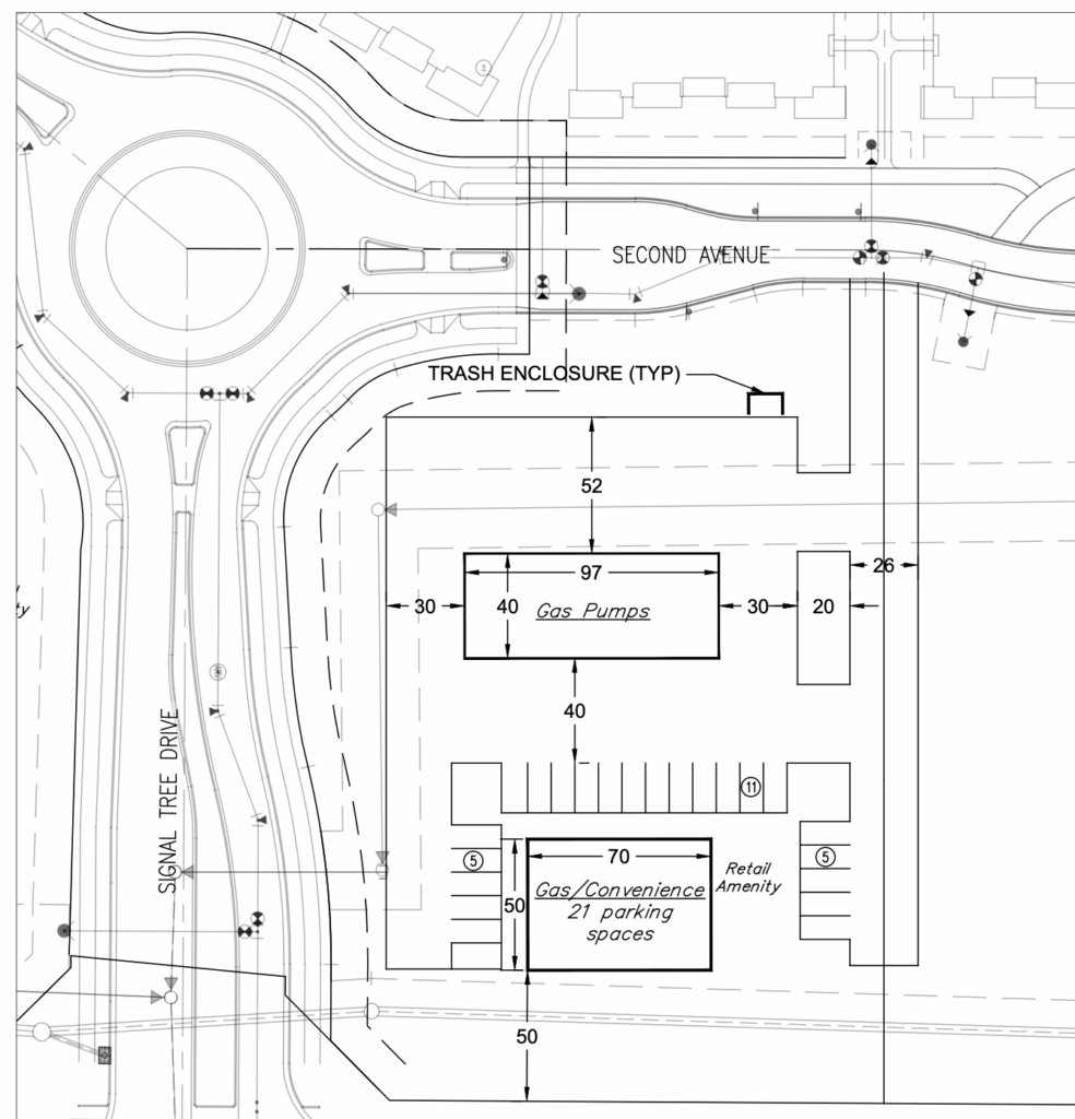 site plan for Timnath Lakes gas station / convenience store