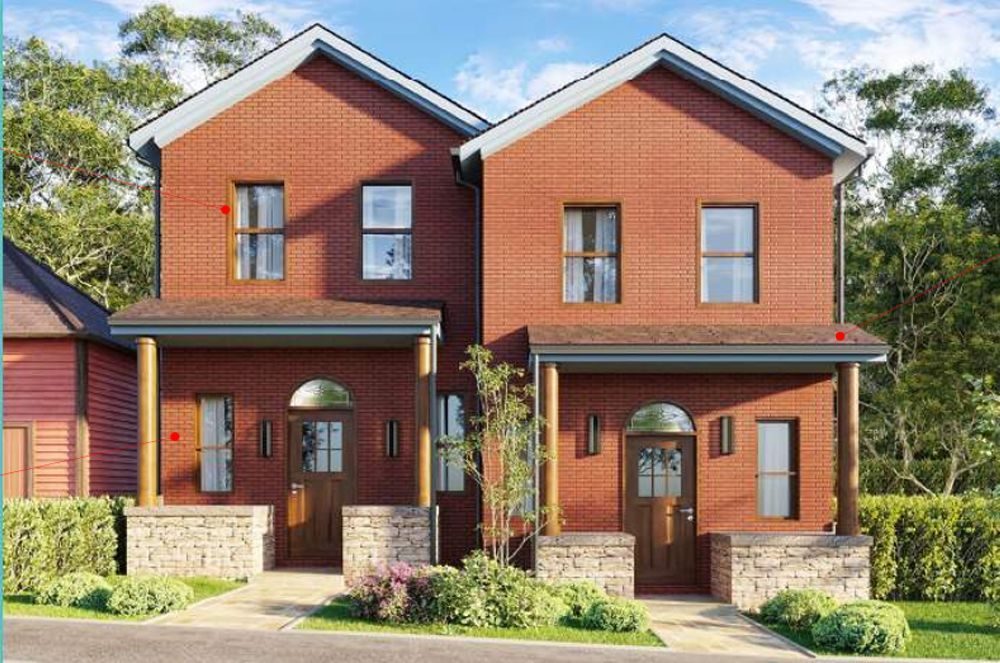 A rendering depicts the conversion of historic homes into hotel suites and a tavern at 1105 Spruce St. in Boulder. Source: