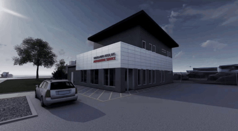 An artist’s rendering of the expanded Stang Auto Tech site in Broomfield.