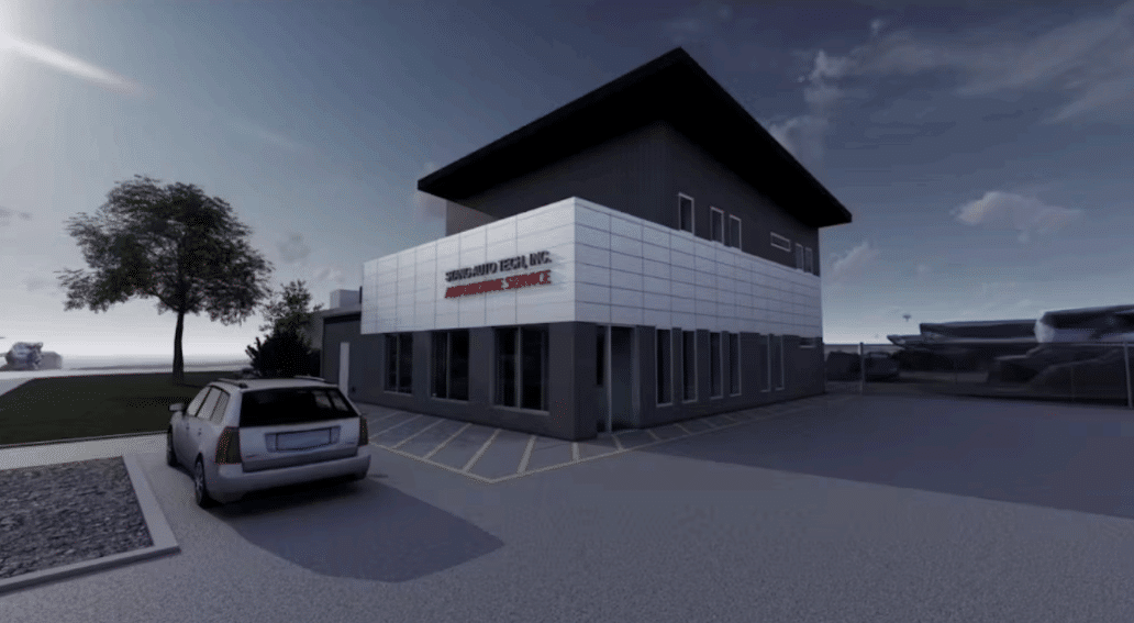 An artist’s rendering of the expanded Stang Auto Tech site in Broomfield.