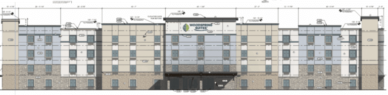 Artist rendering of planned WoodSpring Suites hotel in Windsor