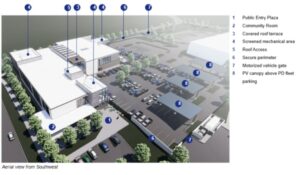 A rendering depicts an aerial view of Broomfield’s new police facility, to be built beginning this spring.
