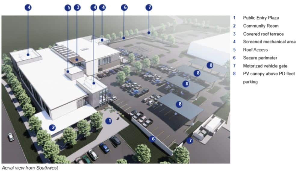 A rendering depicts an aerial view of Broomfield’s new police facility, to be built beginning this spring.