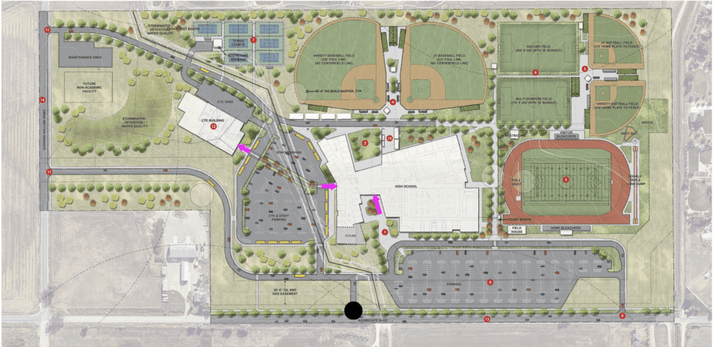 Site plan for High School No. 9 in Frederick