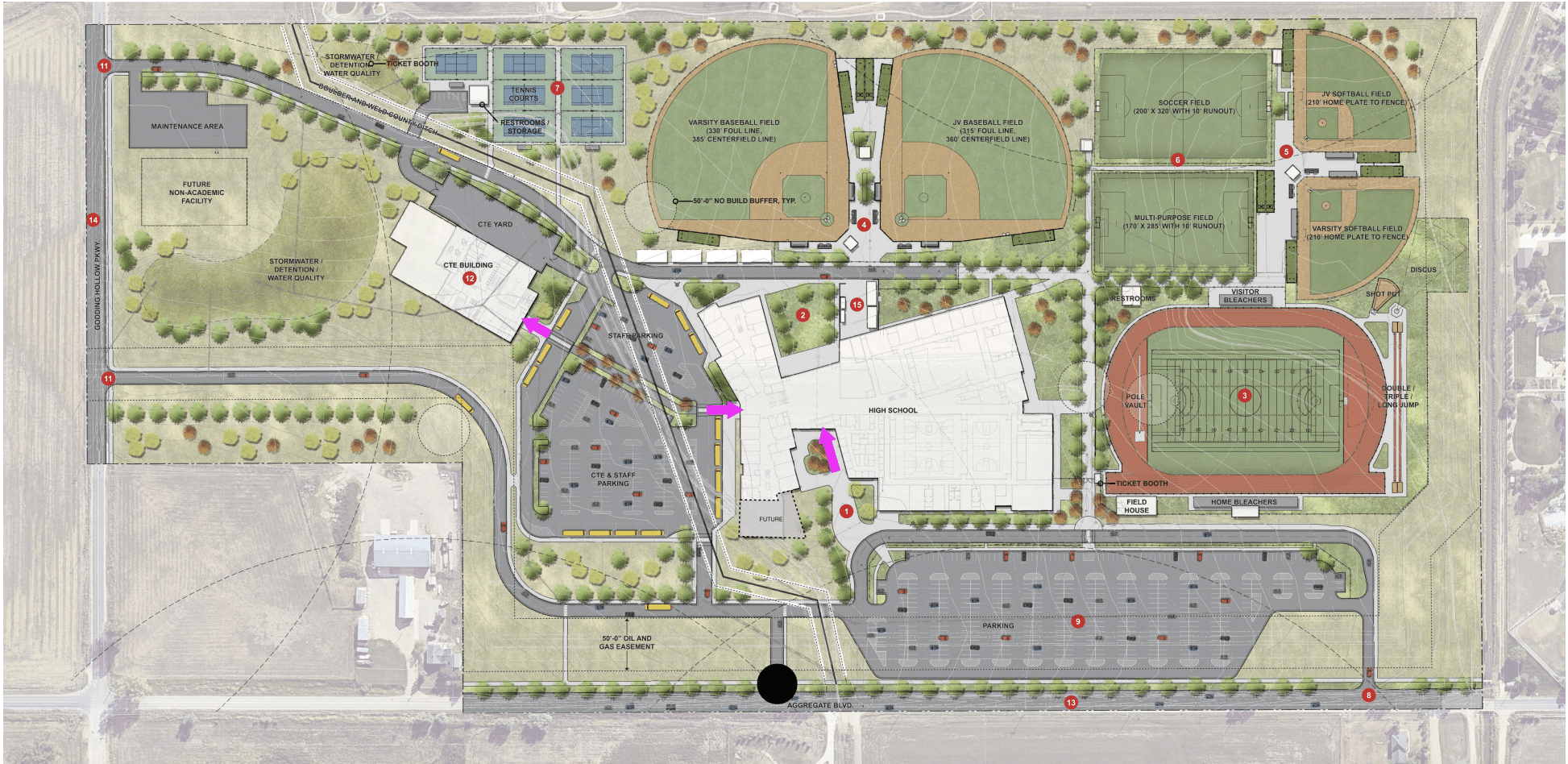 Site plan for High School No. 9 in Frederick