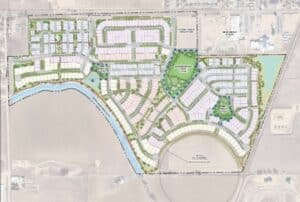 A rendering depicts landscaping in Mead Village. Source: Town of Mead documents.