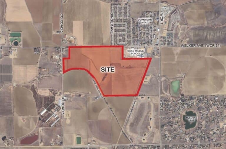 A locator map shows the planned Mead Village.
