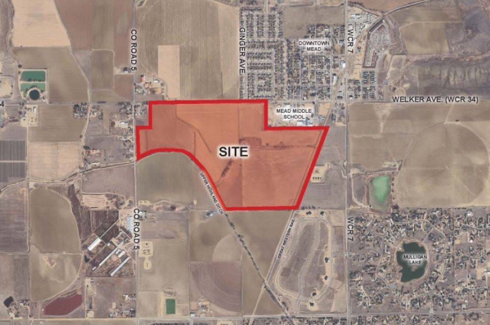 A locator map shows the planned Mead Village.