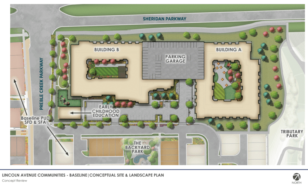 A sitemap of the proposed Lincoln Avenue Communities affordable-housing development in Broomfield.