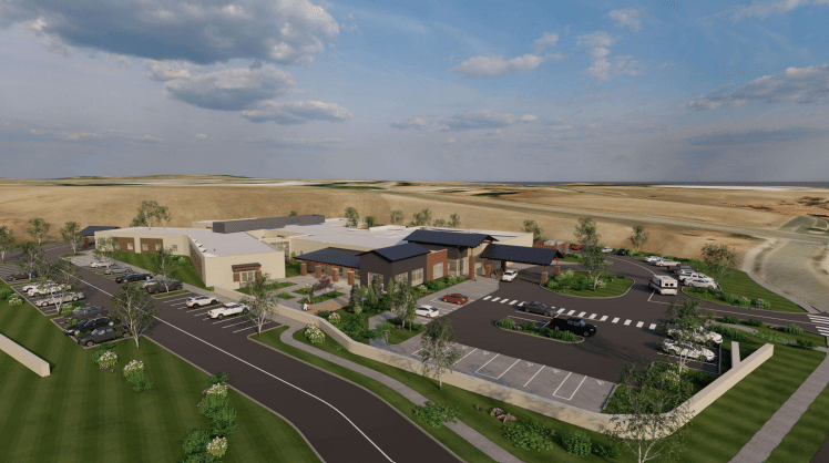An artist’s rendering of Ernest Health Systems’s planned Denver Regional Rehabilitation Hospital of Broomfield.