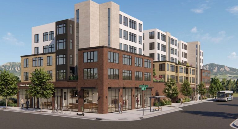 A rendering depicts the proposed Laurel and Mason Apartments.