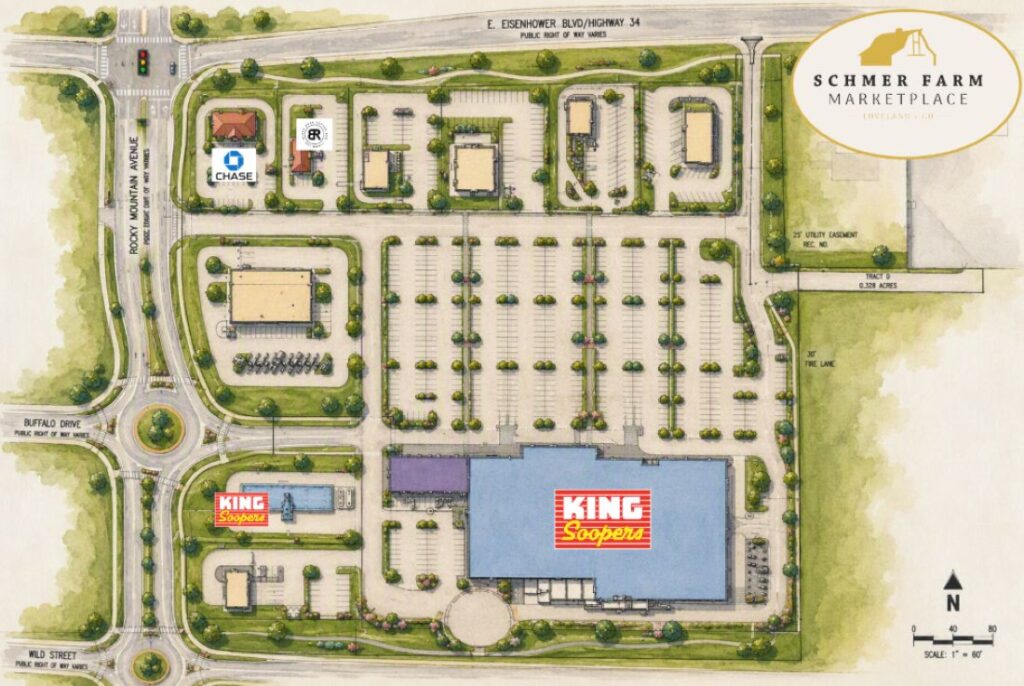 A rendering depicts Schmer Farm Marketplace in Loveland.