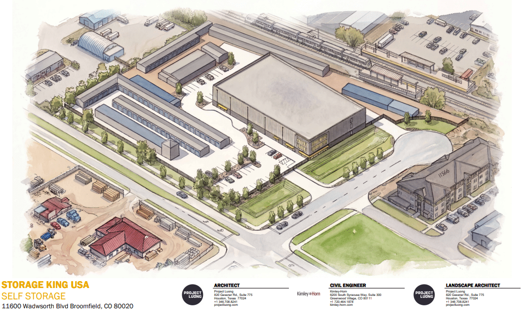 A conceptual plan for an expanded Storage King facility in Broomfield.