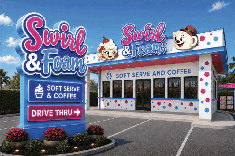 Artist rendering of a Swirl & Foam shop in South Greeley